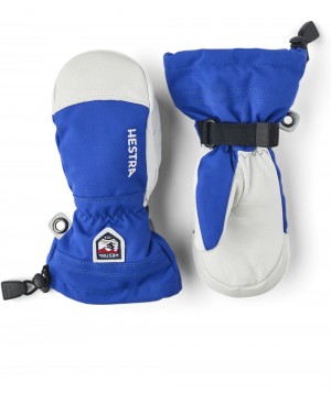 Kids' Hestra Army Leather Heli Ski Jr. Mitt Mittens Gloves Blue | CVBONT420