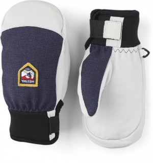 Kids' Hestra Army Leather Patrol Jr. Mitt Mittens Gloves Navy | USNXJL043