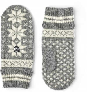 Kids' Hestra Nordic Jr. Mitt Mittens Gloves Grey/White | THLFEW457