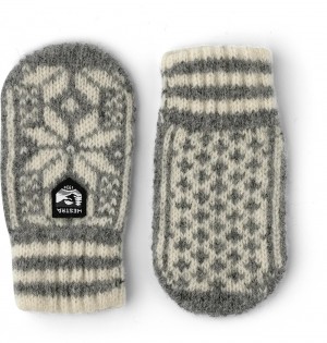 Kids' Hestra Nordic Mitt Mittens Gloves Grey/White | PXTWZE863