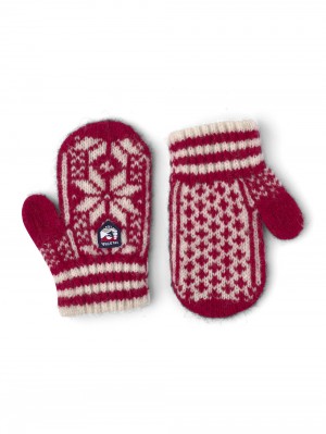 Kids' Hestra Nordic Mitt Mittens Gloves Red/White | HVKXYL180