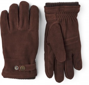 Men's Hestra Bergvik Leather Gloves Espresso | NJXALM801