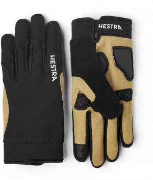 Men's Hestra Bike Guard Long 5-finger Bike & Mtb Gloves Black | IOEJVZ749