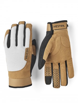 Men's Hestra Bike Long Sr. 5-finger Bike & Mtb Gloves White | ABNPFS285