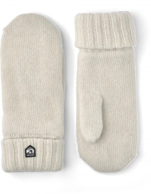 Men's Hestra Bonnie Knit Mitt Knitted Gloves White | SWMUGI692