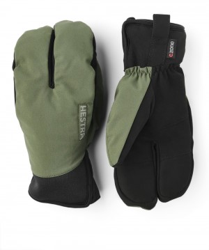 Men's Hestra CZone Mistral Split Mitt Bike & Mtb Gloves Olive | YKPJBH701