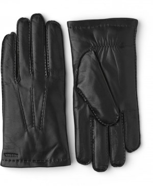 Men's Hestra Edward Leather Gloves Black | CWNDIQ615