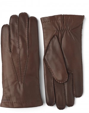 Men's Hestra Edward Leather Gloves Chestnut | BLDSAI341