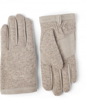 Men's Hestra Ethan Leather Gloves Beige | ISKXCA178