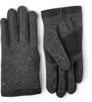 Men's Hestra Ethan Leather Gloves Charcoal | ZCHQIU592