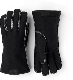 Men's Hestra Gauntlet Fleece Liner 5-finger Liners & Inner Gloves Black | BYCPAQ253