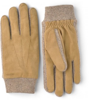 Men's Hestra Geoffrey Leather Gloves Camel | RELZSD492