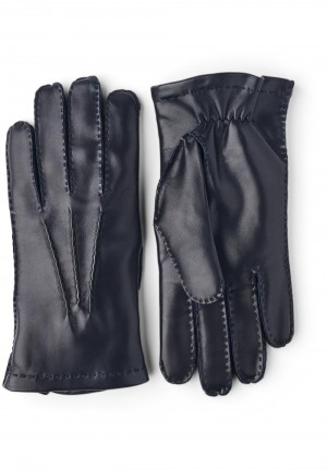 Men's Hestra Hairsheep 1¾ BT Handsewn Cashmere Leather Gloves Navy | ADUTYI428