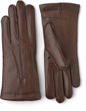 Men's Hestra Hairsheep 1¾ BT Handsewn Cashmere Leather Gloves Chestnut | EHULTO568