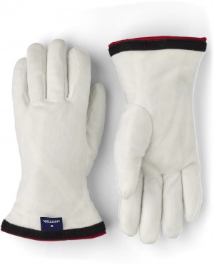 Men's Hestra Heli Ski CZone Liner 5-finger Liners & Inner Gloves White | NUJBKP753