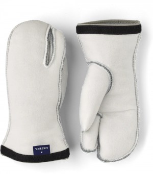 Men's Hestra Heli Ski Female Liner 3-finger Liners & Inner Gloves White | MHPZBW825