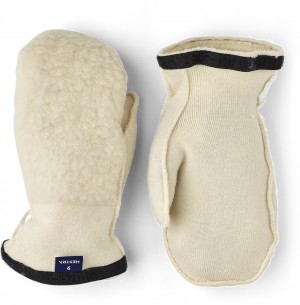 Men's Hestra Heli Ski Wool Liner Mitt Liners & Inner Gloves White | SPOZTN352