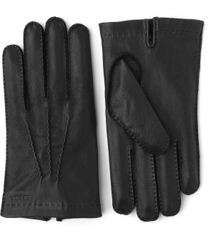 Men's Hestra Henry Leather Gloves Black | AXCBMY823