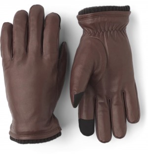 Men's Hestra John Leather Gloves Brown | CFDLPZ890