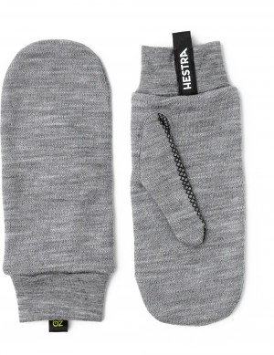 Men's Hestra Merino Touch Point Mitt Liners & Inner Gloves Grey | DVJAFH461