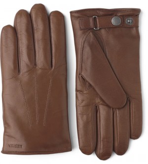 Men's Hestra Nelson Leather Gloves Chestnut | CRSEYJ237