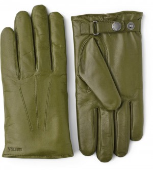 Men's Hestra Nelson Leather Gloves Loden | XITZMO390