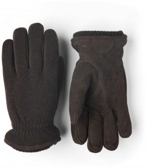 Men's Hestra Noah Leather Gloves Brown | RJKBDA365