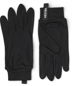 Men's Hestra Silk Liner Touch Point Liners & Inner Gloves Black | DHEPAV928