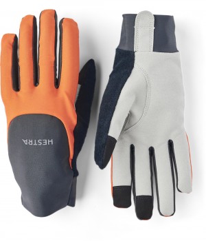 Men's Hestra Sprint Long 5-finger Bike & Mtb Gloves Orange/Dark Grey | UNLCEF871