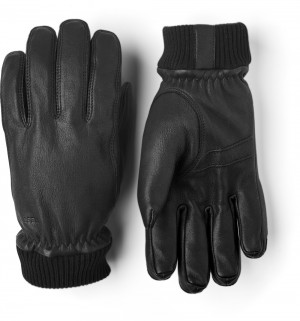 Men's Hestra Tore Leather Gloves Black | MRKUIC635