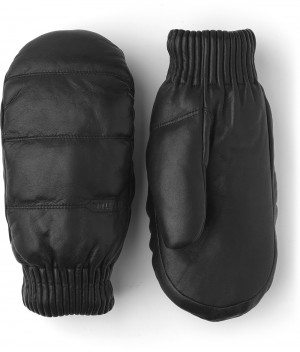 Men's Hestra Valdres Mitt Leather Gloves Black | PRDXZW978