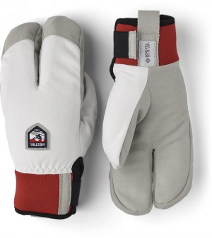 Men's Hestra W.S. Wool Terry Split Mitt Bike & Mtb Gloves White | JNUSLW069