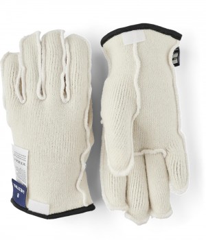 Men's Hestra Wakayama Wool Liner 5-finger Liners & Inner Gloves White | GUXOJC806