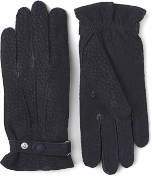 Men's Hestra Winston Carpincho Leather Gloves Navy | DAWEIP106