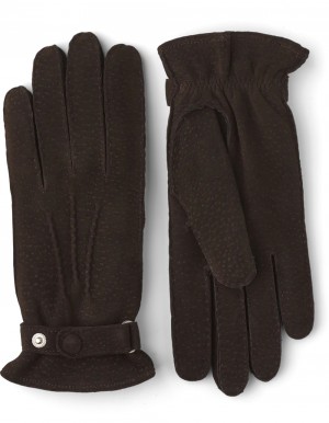 Men's Hestra Winston Carpincho Leather Gloves Espresso | OFBSWK159