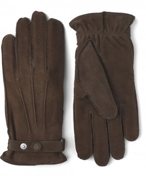 Men's Hestra Winston Suede Leather Gloves Marron | PHZBUQ150