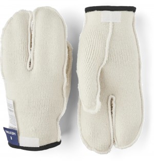 Men's Hestra Wool Terry Split Mitt Liner Liners & Inner Gloves White | VMPBZH730