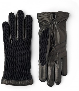 Women's Hestra Anna Knitted Gloves Black | UPOBFN518