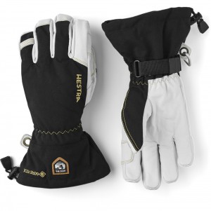 Women's Hestra Army Leather GORE-TEX Ski Gloves Black | QFWEYT798