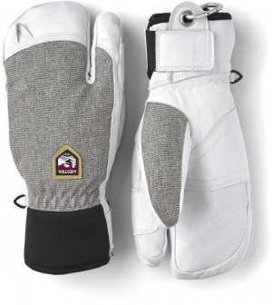 Women's Hestra Army Leather Patrol 3-finger Ski Gloves Light Grey | GEYBXR592