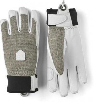 Women's Hestra Army Leather Patrol Female Ski Gloves Light Grey | GVTNML387