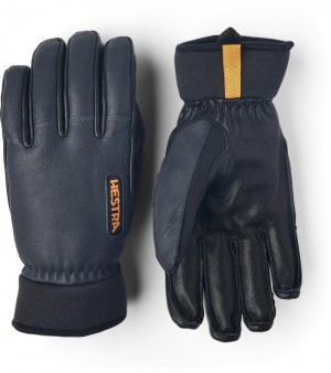 Women's Hestra Army Leather Wool Terry Ski Gloves Black | NZTDKQ750