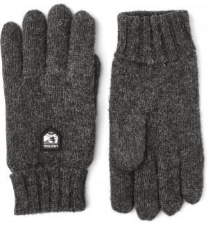 Women's Hestra Basic Wool Knitted Gloves Charcoal | AYTZWL786