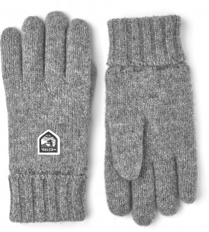 Women's Hestra Basic Wool Knitted Gloves Grey | CXFSDL925