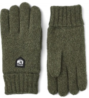 Women's Hestra Basic Wool Knitted Gloves Olive | XVUEZW983