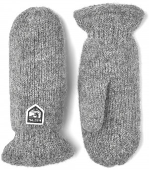 Women's Hestra Basic Wool Mitt Knitted Gloves Grey | LISNFK205