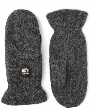 Women's Hestra Basic Wool Mitt Knitted Gloves Charcoal | LUTGIQ720