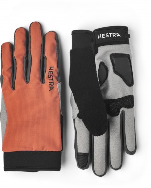 Women's Hestra Bike Guard Long 5-finger Bike & Mtb Gloves Orange | UCDKAM498