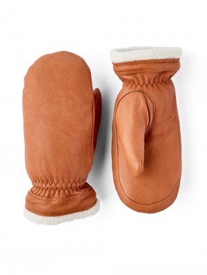 Women's Hestra Boda Mitt Leather Gloves Cork | TIEAGF024