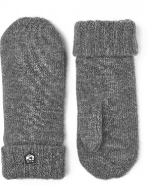 Women's Hestra Bonnie Knit Mitt Knitted Gloves Grey | YKQBRH182